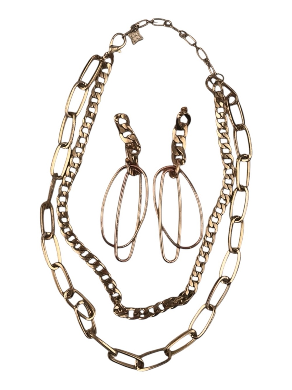 Gold Chain-Link Necklace &Earring Set